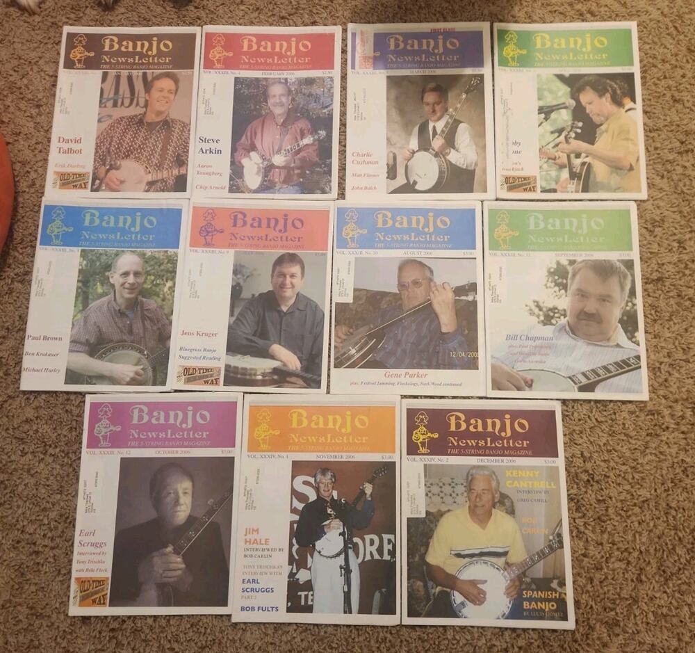 Lot of 11 Banjo Newsletter Magazines Vintage Banjo Publications 2006
